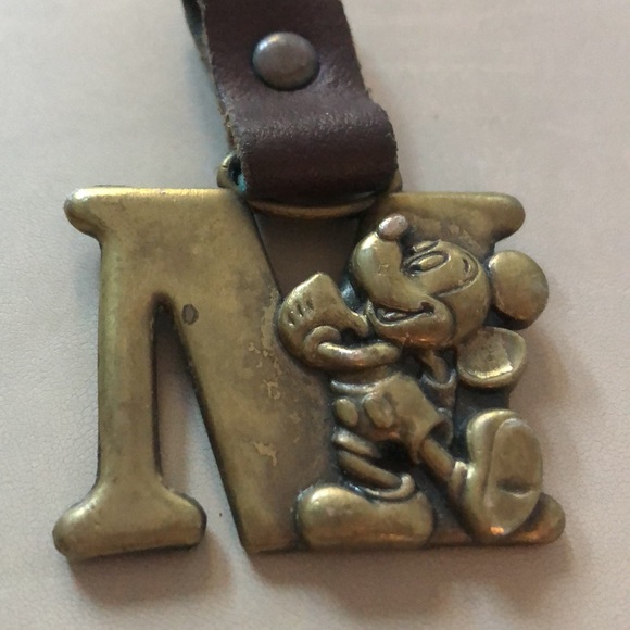 Disney “M” charm/ key ring brass color with brown leather loop. - Picture 2 of 8
